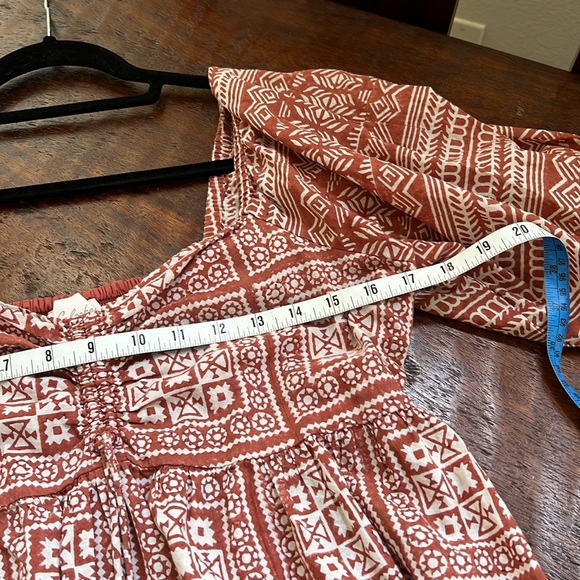 CLEOBELLA Joely Midi Dress Organic Cotton Southwestern Boho Print Rust Copper M - Picture 10 of 13